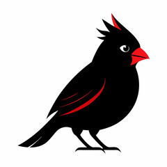 Cardinal head isolated on white background, Cardinal vector illustration, bird on a branch vector art, Cardinal silhouette, bird vector icon, bird on a branch line art, eps, Animal cartoon