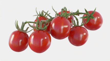 A cluster of ripe cherry tomatoes, isolated on a transparent background, great for garden and healthy eating content.