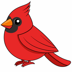 Cardinal head isolated on white background, Cardinal vector illustration, bird on a branch vector art, Cardinal silhouette, bird vector icon, bird on a branch line art, eps, Animal cartoon