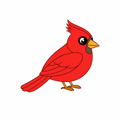 Cardinal head isolated on white background, Cardinal vector illustration, bird on a branch vector art, Cardinal silhouette, bird vector icon, bird on a branch line art, eps, Animal cartoon