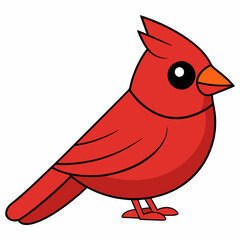 Cardinal head isolated on white background, Cardinal vector illustration, bird on a branch vector art, Cardinal silhouette, bird vector icon, bird on a branch line art, eps, Animal cartoon