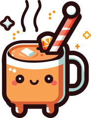 Christmas kawaii Hot Toddy cup flat icon