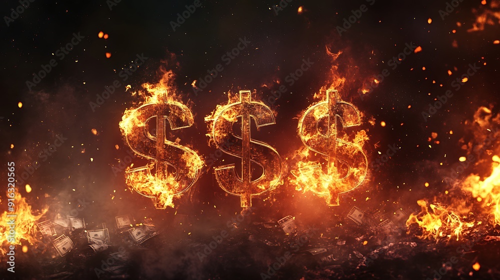 Poster Digital Screen Displaying Crashing Stock Market Graph in Red with Dark Background Representing Crisis