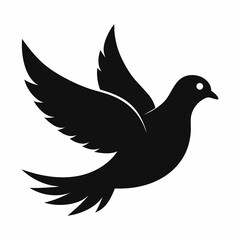 Dove of peace isolated on white background, dove vector illustration, bird on a branch vector art, dove silhouette, bird vector icon, bird on a branch line art, eps, dove on a branch cartoon