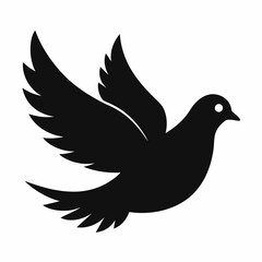 Dove of peace isolated on white background, dove vector illustration, bird on a branch vector art, dove silhouette, bird vector icon, bird on a branch line art, eps, dove on a branch cartoon
