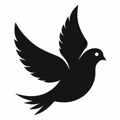Fototapeta premium Dove of peace isolated on white background, dove vector illustration, bird on a branch vector art, dove silhouette, bird vector icon, bird on a branch line art, eps, dove on a branch cartoon