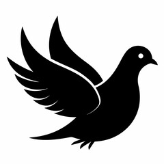 Dove of peace isolated on white background, dove vector illustration, bird on a branch vector art, dove silhouette, bird vector icon, bird on a branch line art, eps, dove on a branch cartoon