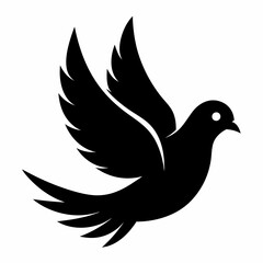 Dove of peace isolated on white background, dove vector illustration, bird on a branch vector art, dove silhouette, bird vector icon, bird on a branch line art, eps, dove on a branch cartoon