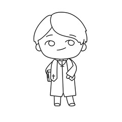 A young man dressed in a robe and holding a book