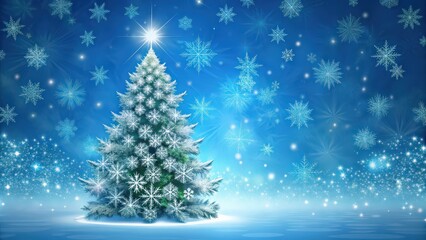 Christmas tree with snow flake on blue background, Christmas, tree, snow, flake, blue, background, holiday, festive