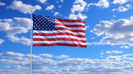 Obraz premium American Glory: The Stars and Stripes Soar Against a Majestic Sky 