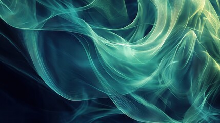 Abstract Teal Smoke Swirls: A captivating abstract image of swirling teal smoke against a deep black background, creating a mesmerizing and ethereal visual experience. 