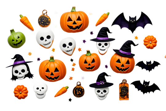 halloween pumpkin set, Halloween festival cute souvenir or prop icon