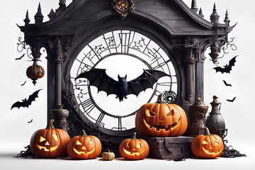 halloween background with pumpkin and bats