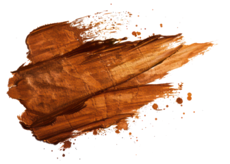 abstract bronze color grungy texture on transparent background