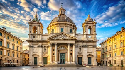 Fototapeta premium Majestic Eglise de la Trinit?-des-Monts in Rome, Italy, church, architecture, landmark, European, Rome, Italy
