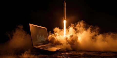 Innovative Technology Meets Space Exploration: Powerful Rocket Launch from Laptop