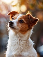 Adorable Small Dog Portrait in Nature with Soft Bokeh Background