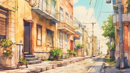 Obraz premium Sidewalks Watercolor Style