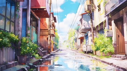 Fototapeta premium Sidewalks Watercolor Style