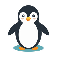 Cute penguin icon in flat style.
