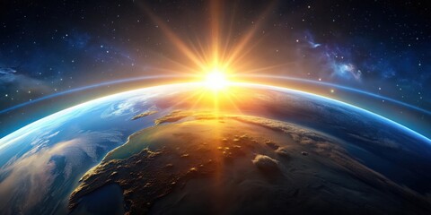 Planet Earth illuminated by a beautiful sunrise in space, earth, planet, sunrise, space, outer space, universe