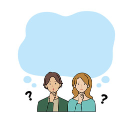 吹き出しと考える夫婦