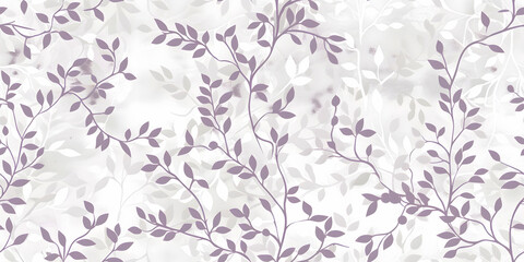 Seamless Watercolor Abstract Spring Natural Floral Blossom White, Pink, Red, Purple, and Blue Flower on a Branch Pattern With Delicate Plant and Flower Leaves Border on Lite Background