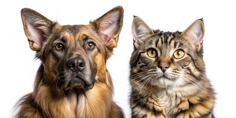 Big dog and cat staring at each other, big, dog, cat, pets, animals, staring, interaction, curious, friendship, domestic, animals