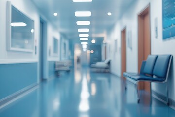Fototapeta premium Hospital emergency room blurred panoramic background