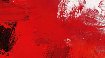 Crimson Fury: A vibrant abstract expressionist oil painting with bold strokes of red, black, and white, evoking passion, chaos, and raw emotion. 