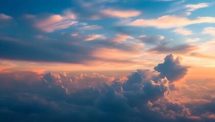 Beautiful scene of colorful sky and clouds in the sunset