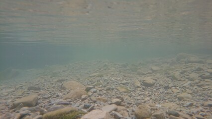 Underwater Rocky Bed in Mountains