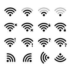 Wifi icon set. Signal vector icon design. Wireless icon or sign for remote internet access, web, website, application, computer graphics, cell phone, smartphone, laptop