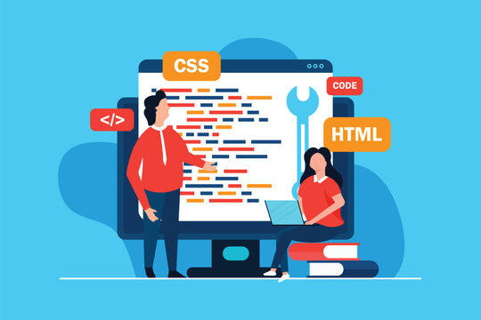 Web Development and Website programming coding vector concept.
