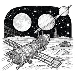 Spacecraft exploring distant planets.eps