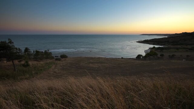 The south coast of Sicily at dusk in slow motion