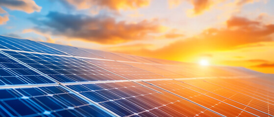 Solar panels, showcasing renewable energy and sustainability in a breathtaking landscape.