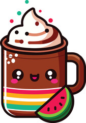 Christmas kawaii Hot Mexican Hot Chocolate cup flat icon