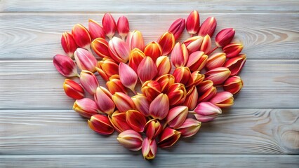 Flower in shape of a heart made of tulip petals, love, romance, valentine's day, spring, blooming, nature, romantic, floral, garden