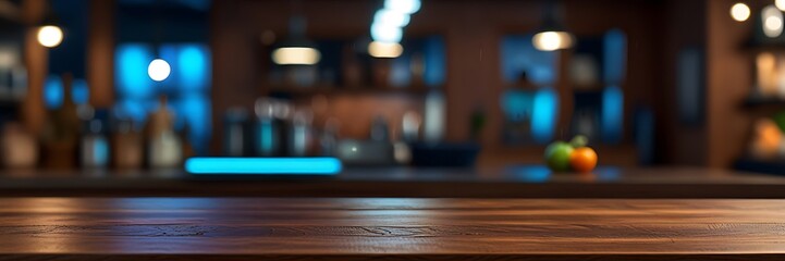 Abstract empty wooden desk table with copy space over interior modern. Can be used for display or montage your products. Mock up for display of product