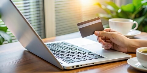 Online shopping payment with credit card , technology, e-commerce, banking, transaction, payment, internet