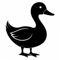 Duck isolated on white background, duck vector illustration, bird on a branch vector art, duck silhouette, bird vector icon, bird on a branch line art, eps, duck on a branch cartoon