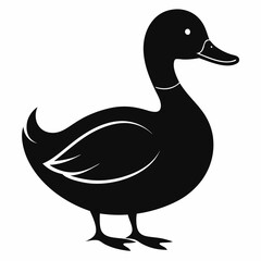 Duck isolated on white background, duck vector illustration, bird on a branch vector art, duck silhouette, bird vector icon, bird on a branch line art, eps, duck on a branch cartoon