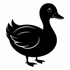 Duck isolated on white background, duck vector illustration, bird on a branch vector art, duck silhouette, bird vector icon, bird on a branch line art, eps, duck on a branch cartoon