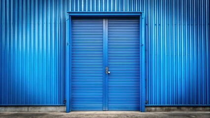 Blue foldable metal door with a textured background, metal, door, foldable, blue, background, textured, entrance