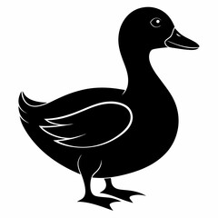 Duck isolated on white background, duck vector illustration, bird on a branch vector art, duck silhouette, bird vector icon, bird on a branch line art, eps, duck on a branch cartoon