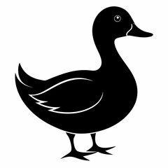 Duck isolated on white background, duck vector illustration, bird on a branch vector art, duck silhouette, bird vector icon, bird on a branch line art, eps, duck on a branch cartoon