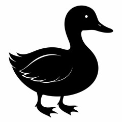 Duck isolated on white background, duck vector illustration, bird on a branch vector art, duck silhouette, bird vector icon, bird on a branch line art, eps, duck on a branch cartoon