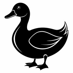 Duck isolated on white background, duck vector illustration, bird on a branch vector art, duck silhouette, bird vector icon, bird on a branch line art, eps, duck on a branch cartoon